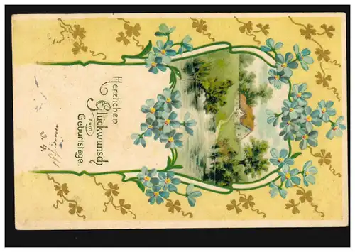 AK Glückwünsche Geburtstag Landschaft in Blumenranke, REEPSHOLT (OSTFRIESLAND) 