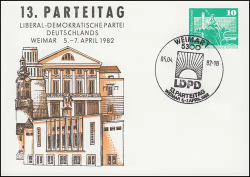 PP 15/137 Bâtiments 10 Pf 13e congrès du LDPD Weimar 1982 SSt WEIMAR 1982
