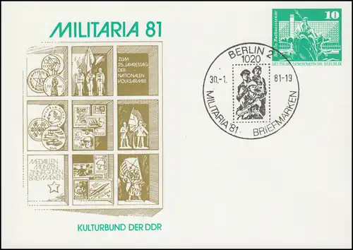 PP 15/136 Bâtiments 10 Pf Exposition MILITARIA Berlin 1981, SSt BERLIN