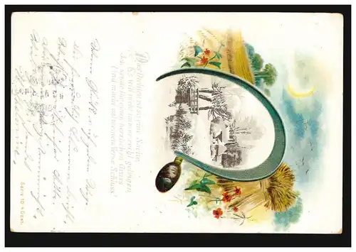 Agriculture-AK Sichel Champ de céréales en automne avec paysage hivernal BREMEN 1902
