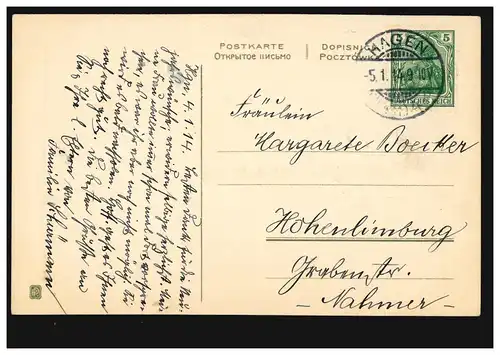 Ansichtskarte Neujahr Verschneiter Briefkasten mit Brieftauben, HAGEN 5.1.1914