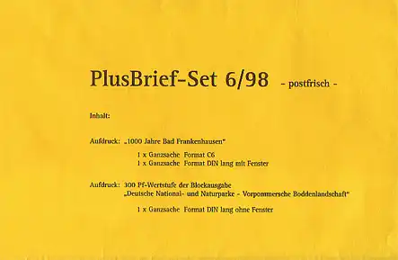 PlusBrief-Set der Post AG 06/1998 - Set im Originalumschlag, postfrisch  **