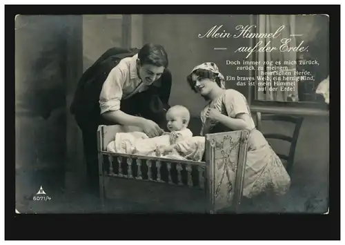 Enfants-AK parents au lit d'enfant - Mon ciel sur la terre!, couru 1916