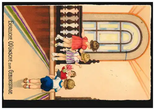 AK Kinder gratulieren Mädchen zum Geburtstag, SCHWERIN (MECKLENBURG) 15.9.1937