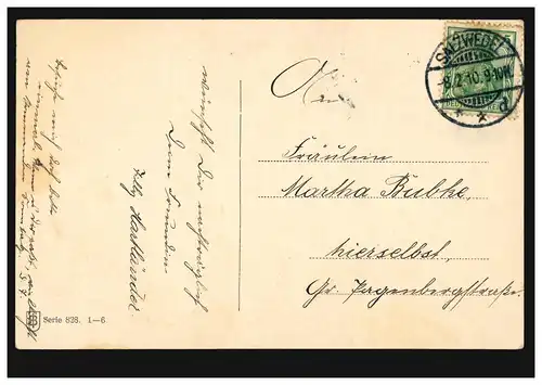 Kinder-AK Geburtstag - Mädchen mit Blumen Glücksklee-Siegel, SALZWEDEL 8.2.1910