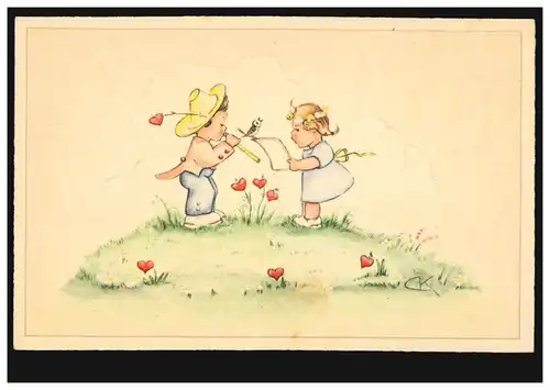 AK Kinder beim Singen und Musizieren Flöte Vogel, Verlag HACO, ungebraucht