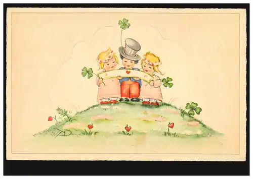 Enfants-AK porte-bonheur coeurs de chance, édition HACO, non utilisé