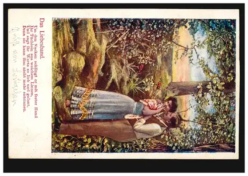 AK Gedicht Das Liebesband - Liebespaar im Wald, EUPEN 16.3.1907