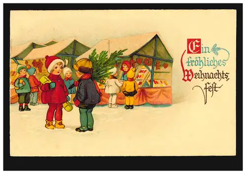 Enfants AK de Noël sur le marché de Noel, MAGDEBURG 22.12.1939