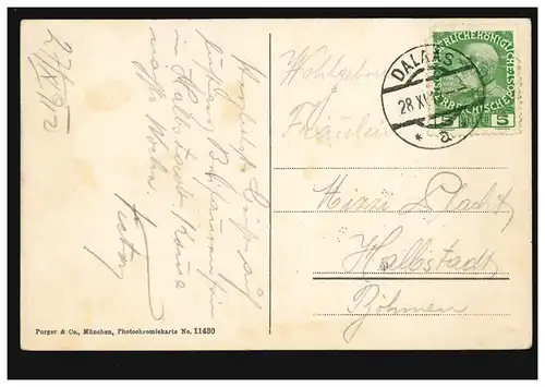 Partie de la rue dans la vallée du Monastère / Voralberg avec vaches, DALAAS 28.11.1912