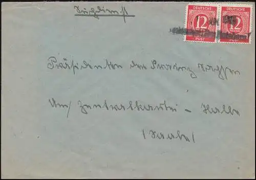 919 Paragraphe 12 P. MiF sur lettre bi-bi-zeiler 1 JUN. 1948 / Bez. Potsdam