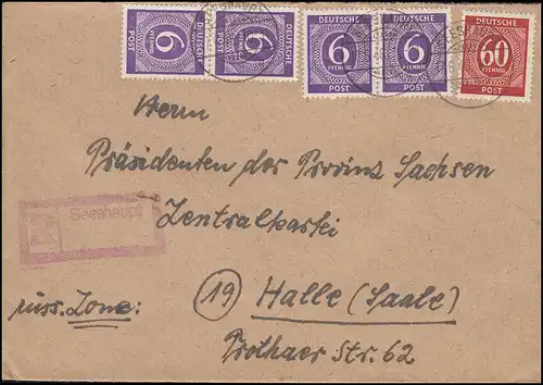 916+933 chiffres-miF sur lettre R avec temple Not-R SEESHAUPT 17.6.1946