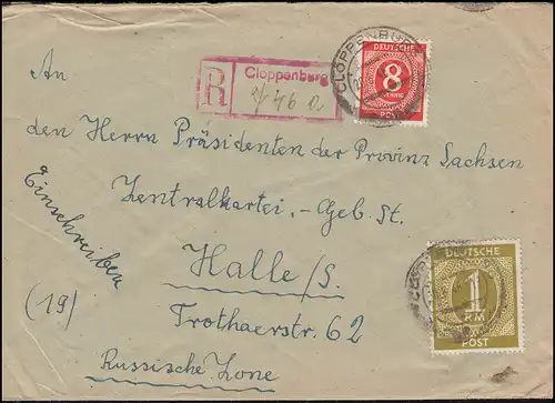 917+937 chiffres-miF sur lettre R avec temple Not-R CLOPPENBURG 20.8.1946