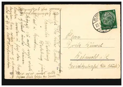 AK Glückwünsche Geburtstagstisch mit Zigarren Krawatte Karaffe, BLOMBERG 27.1.37