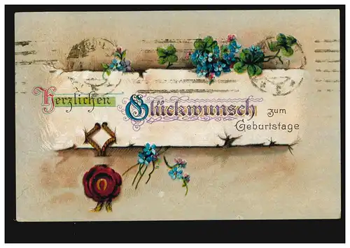 AK Félicitations pour l'anniversaire avec lettre et sceau, HAMBURG 10.9.1921