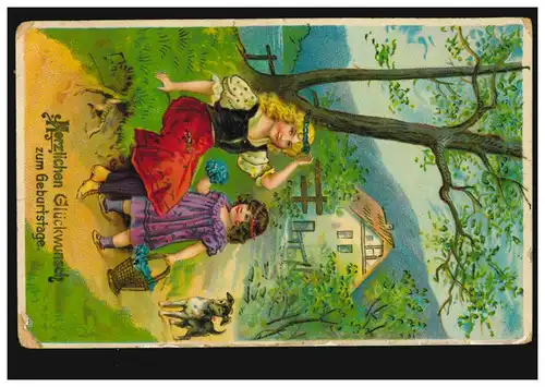 AK Félicitations anniversaire fille avec des ornements de tête, Maison NEER / APPEL 1914