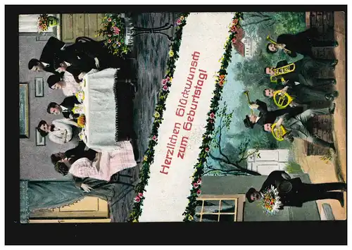 AK Glückwünsche Geburtstagskaffee und Musikantengruppe, ALTONA-OTTENSEN 1914