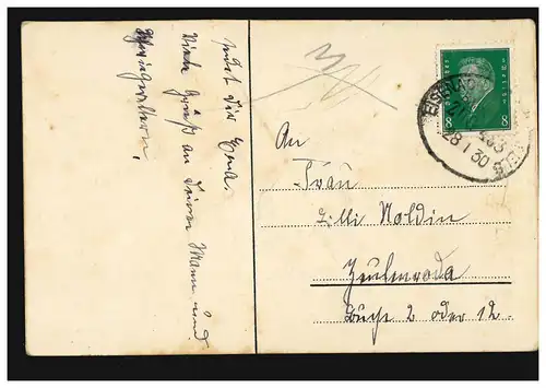 AK Glückwünsche Geburtstag Mädchen mit schwerem Geldsack, per Bahnpost 28.1.1930