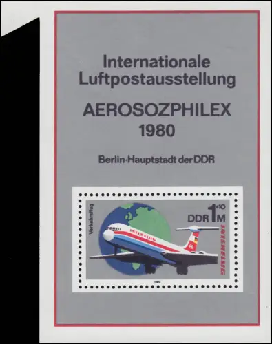 Block 59 INTERFLUG AEROSZOPHILEX 1980 - Block mit Anhang durch Verschnitt **