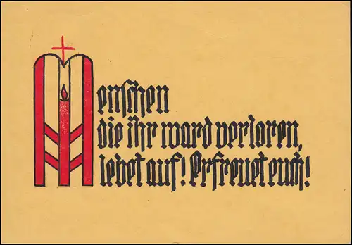 4 AM-Post 6 Pf. en tant qu'EF sur carte postale BOCHUM-LANGENDEER 23.12.1945