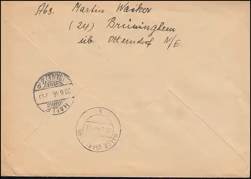 29 AM-Post 30 Pf avec 925 Conseil de contrôle MiF R-Lettre OTTENDORF (NIDERELBE) 13.6.46