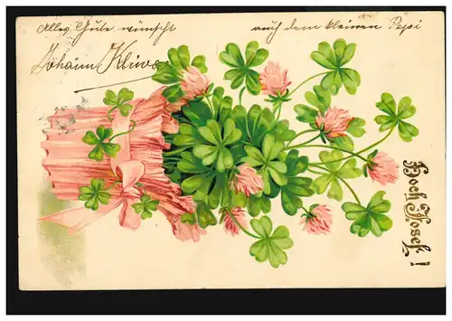 Carte postale Prénoms: Haute Joseph! Trèfle chanceux, VIENNE vers 1910