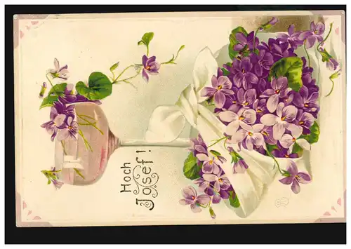 Carte postale Prénoms: Haute Joseph! Violette avec verre de vin, VIENNE 18.3.2009
