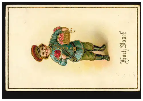 Ansichtskarte Vornamen: Hoch Josef! Expressbote mit Blumen, NORDERNBERG um 1917