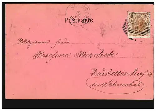 Carte postale Prénoms: Haute Josefine! Branche de rose, selon SCHWECHAT 18.3.900