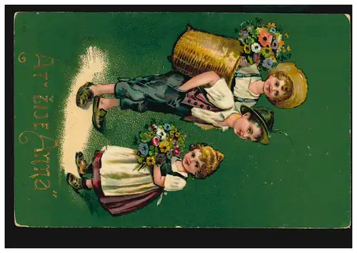 Ansichtskarte Vornamen: Anna - Kindergruppe mit Blumen, WYSOCAN 1907