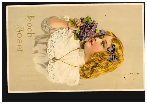 Carte Visual Prénoms: Haute Joseph! Bildnis fille avec violette, VIENNE vers 1910