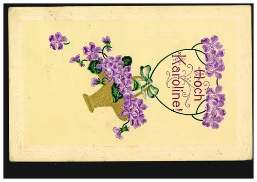Carte postale Prénoms: Haute Caroline! Violen corbeille, couru vers 1910 à Vienne