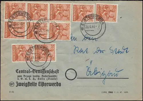 Währungsreform Zehnfachfrankatur 951 Kontrollrat II MeF Bf. ELSTERWERDA 29.6.48