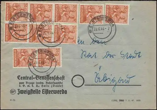 Währungsreform Zehnfachfrankatur 951 Kontrollrat II MeF Bf. ELSTERWERDA 29.6.48