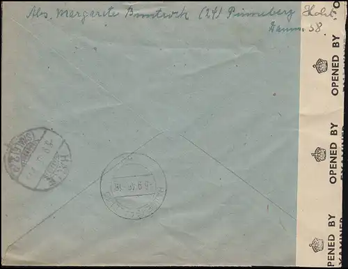 Censure Military Censorship 20283 sur lettre R Pinneberg 21.8.1946 avec EF 936