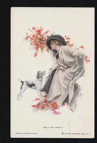 USA animaux AK femme avec chien - Can't You Speak?, inutilisé