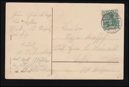 Animaux AK Cheval: Le cavalier reçoit une carte de chance, RETHEM (ALLER) 20.12.1913