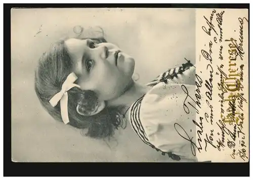 Carte Visual Prénoms: Haute Thérèse! Portrait de fille avec boucle, WIENNE 1.10.02