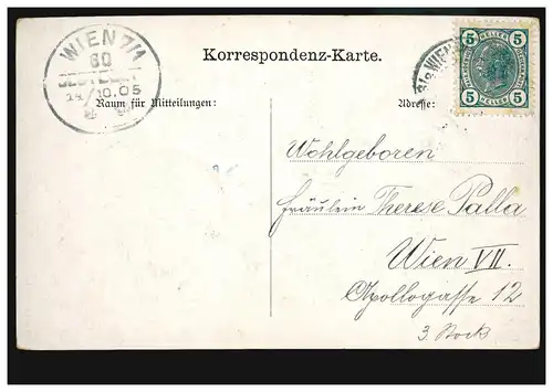 Ansichtskarte Vornamen: Hoch Terese! Alpentracht, Ortspostkarte WIEN 14.10.1905