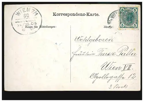 Carte postale: Haute Thérèse! Alpinisme, Carte locale VIENNE 14.10.1905