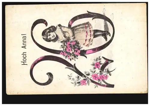 Carte postale Prénoms: Haute Anna! Nombre surdimensionné 26, GRAZ 25.7.1907