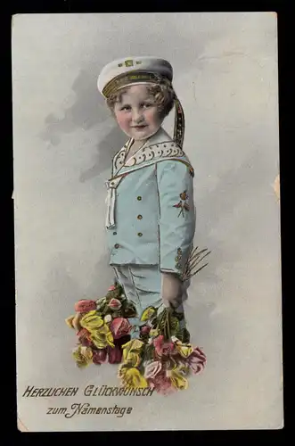 Félicitations pour les enfants AK Nom: garçon en costume de marin, CÖLN 20.7.1912