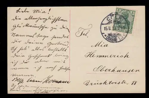 AK Glückwünsche Namenstag: Kinder-Gruppe mit Blumen, CÖLN 15.8.1913