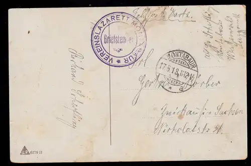 AK Félicitations Pentecôte: Soeurs avec Roses Poste de Champ L'Hôpital Montabaur 1918