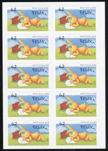 FB 46 Felix der Hase - Post von Felix, Folienblatt mit 10x3142, **