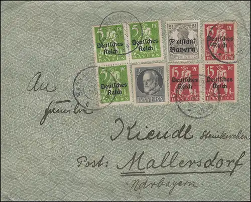 119+121 Abschiedsserie MiF (Bayernmarken nicht entwertet) Brief BÄRNAU 13.10.21