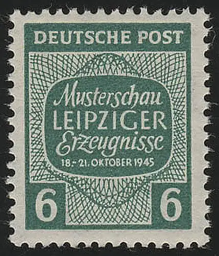 SBZ 124Y Modèlessau Leipzig 6 Pf, WZ.1Y, vert, **