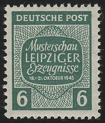 SBZ 124Y Musterschau Leipzig 6 Pf, WZ.1Y, grün, **