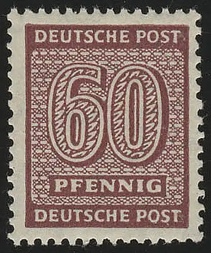 SBZ 137Xwa Ziffer 60 Pf, WZ.1X, braunkarmin, ** postfrisch