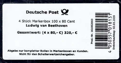 3520 Ludwig van Beethoven - BANDEROLE für 4 Markenboxen